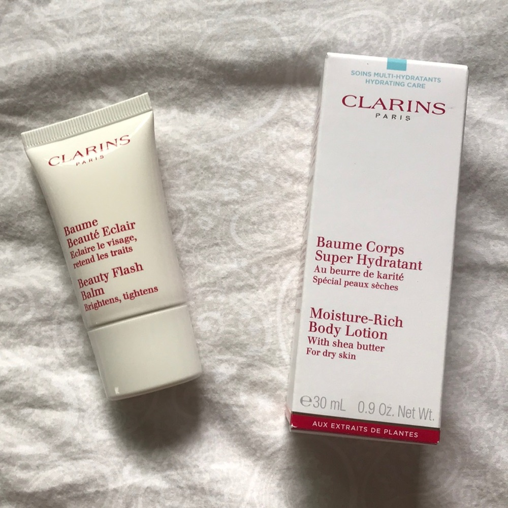 NWT Clarins Set of Lotion and Beauty Flash Balm